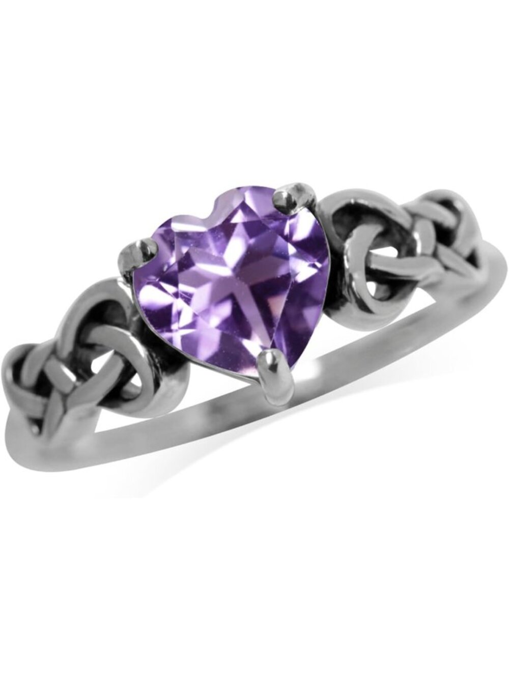 Sterling Silver 7MM Heart Shape Celtic Knot Filigree Promise Ring for Women